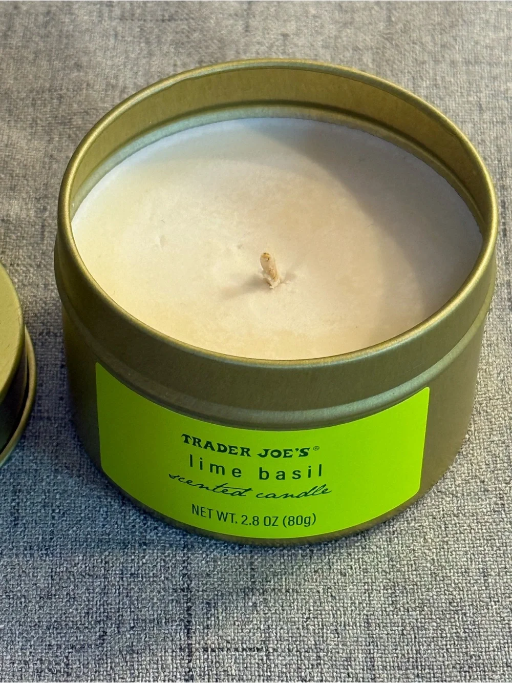 Trader Joe's Lime‎ Basil scented candle, 2.8 oz. Burns up to 10 hours.